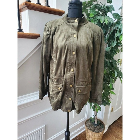 Linea by Louis Dell'Olio Jackets & Blazers - Linea Women Green Polyester Long Sleeve High Neck Full Zip Front Casual Jacket M